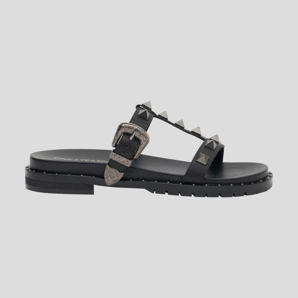 NIB ONE TEASPOON ELISE STUDDED SLIDE SANDAL, BLACK, SIZE 35